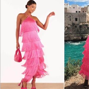 Pink Fringe Gatsby Dress